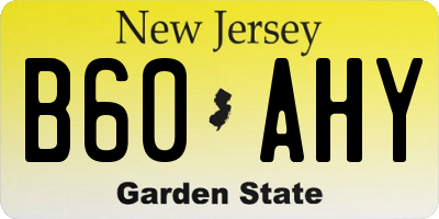 NJ license plate B60AHY