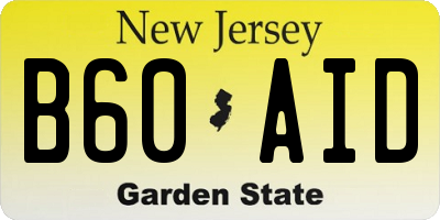 NJ license plate B60AID