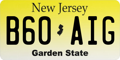 NJ license plate B60AIG