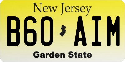 NJ license plate B60AIM