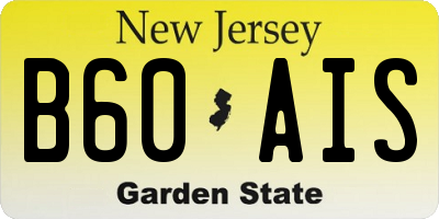 NJ license plate B60AIS