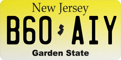 NJ license plate B60AIY
