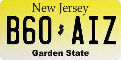 NJ license plate B60AIZ
