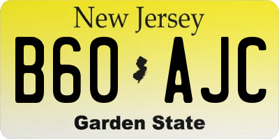 NJ license plate B60AJC