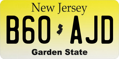 NJ license plate B60AJD