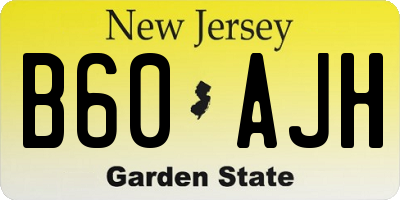 NJ license plate B60AJH