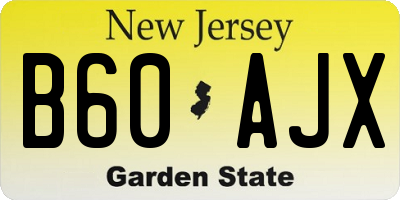 NJ license plate B60AJX