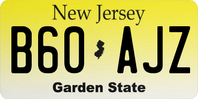 NJ license plate B60AJZ