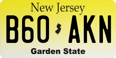 NJ license plate B60AKN