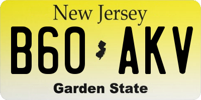 NJ license plate B60AKV