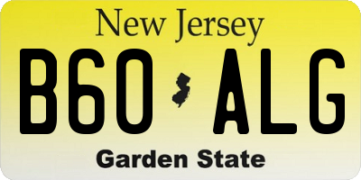 NJ license plate B60ALG