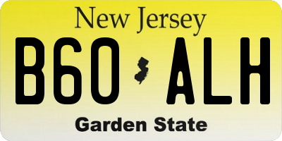 NJ license plate B60ALH