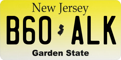 NJ license plate B60ALK