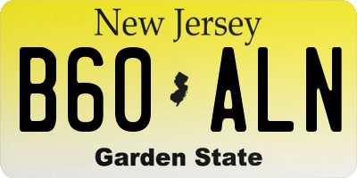 NJ license plate B60ALN