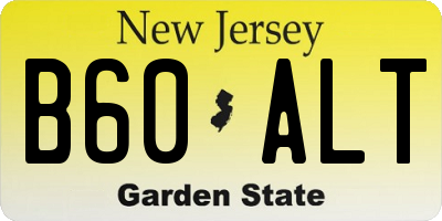 NJ license plate B60ALT