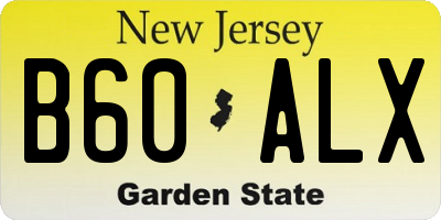 NJ license plate B60ALX
