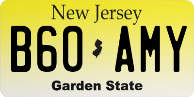 NJ license plate B60AMY