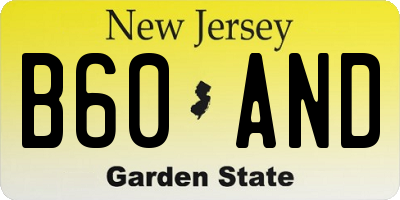 NJ license plate B60AND