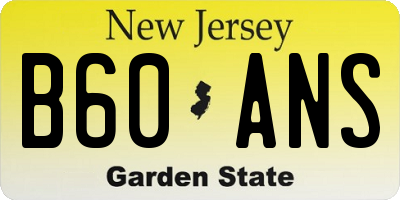 NJ license plate B60ANS