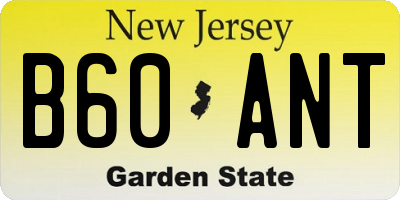NJ license plate B60ANT
