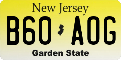 NJ license plate B60AOG