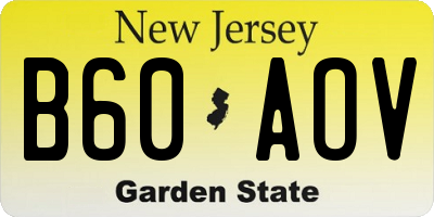 NJ license plate B60AOV