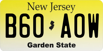 NJ license plate B60AOW