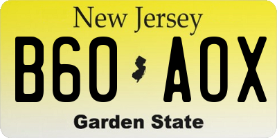 NJ license plate B60AOX