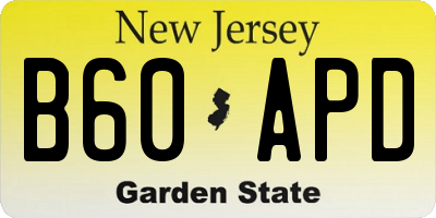 NJ license plate B60APD