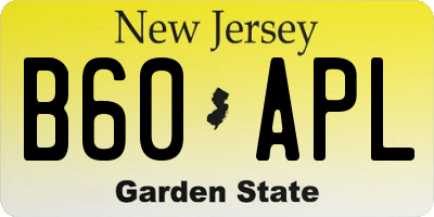 NJ license plate B60APL