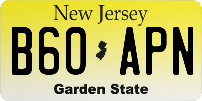 NJ license plate B60APN