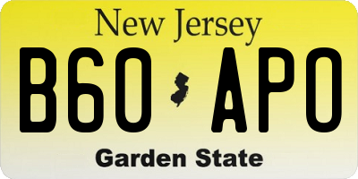 NJ license plate B60APO