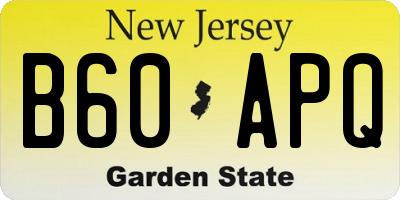 NJ license plate B60APQ