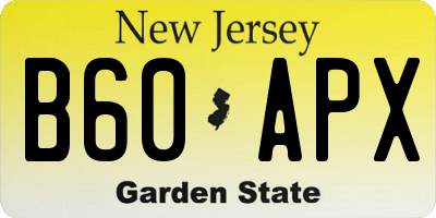 NJ license plate B60APX