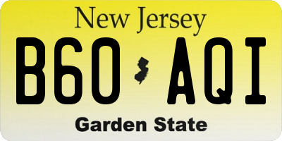 NJ license plate B60AQI