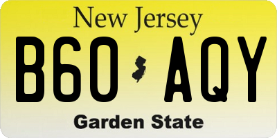 NJ license plate B60AQY