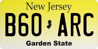 NJ license plate B60ARC