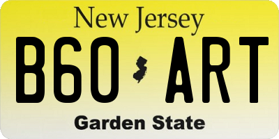 NJ license plate B60ART