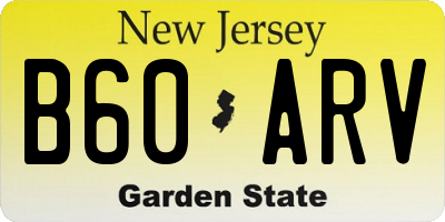 NJ license plate B60ARV