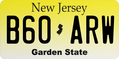 NJ license plate B60ARW