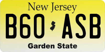 NJ license plate B60ASB