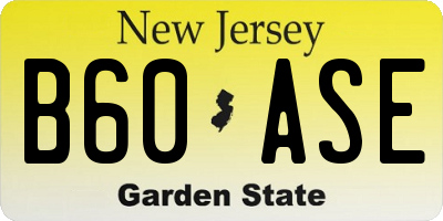 NJ license plate B60ASE