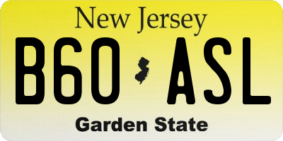 NJ license plate B60ASL