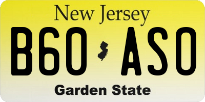 NJ license plate B60ASO