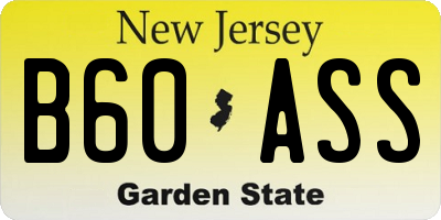 NJ license plate B60ASS