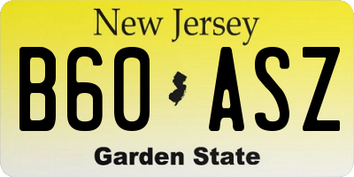 NJ license plate B60ASZ