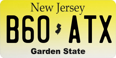 NJ license plate B60ATX