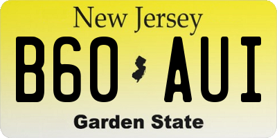 NJ license plate B60AUI