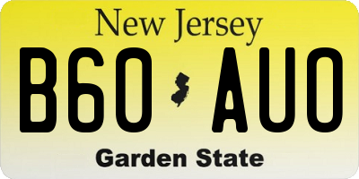 NJ license plate B60AUO