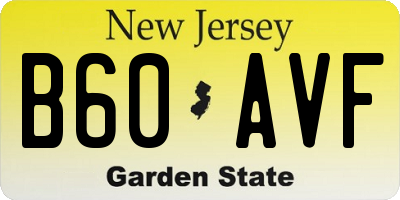 NJ license plate B60AVF